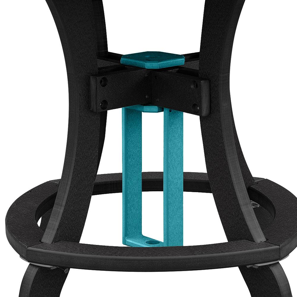 Dining Height Round Table in Aruba Blue with a Black Base. Picture 6