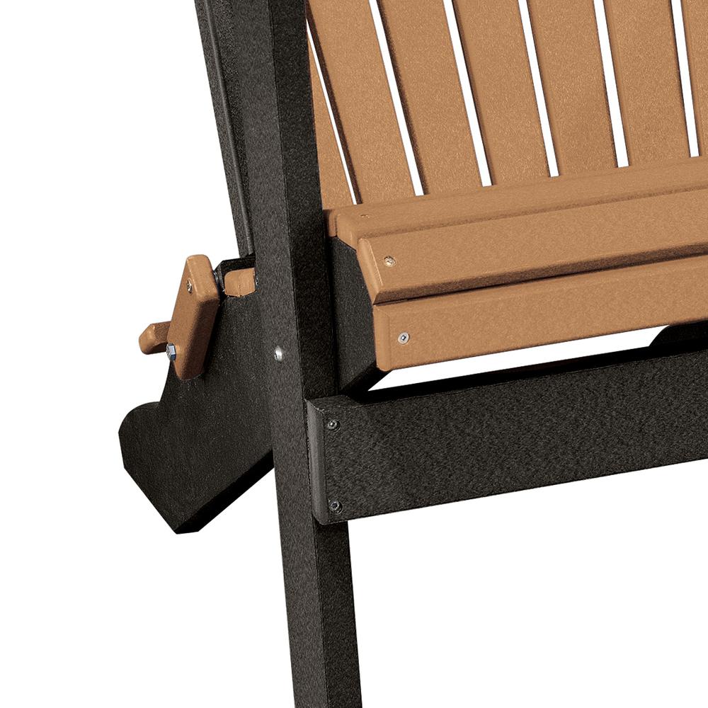 OS Home and Office Model 519CBK Fan Back Folding Adirondack Chair in Cedar with a Black Base, Made in the USA. Picture 5