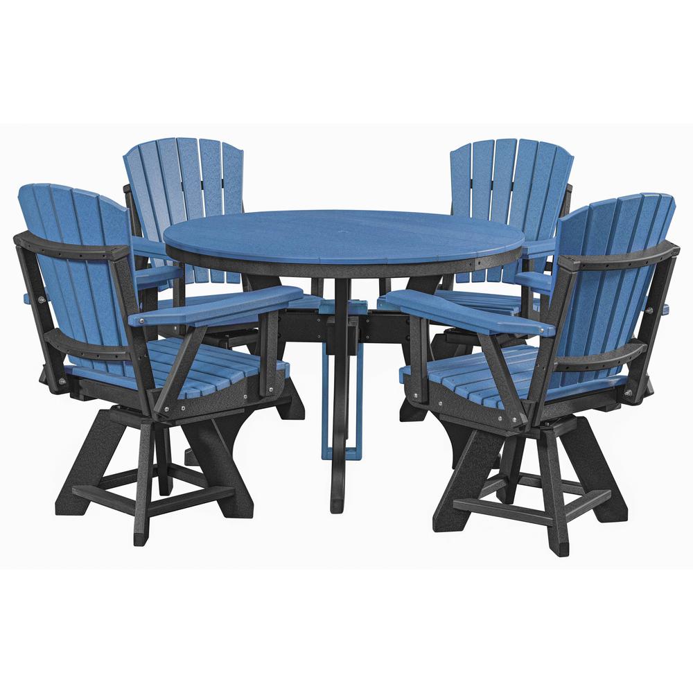 Five Piece Round Dining Height Dining Set in Blue with a Black Base. Picture 3