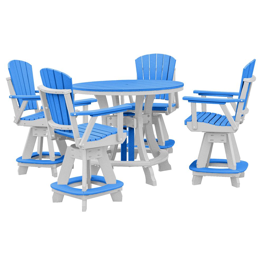 OS Home and Office Model CR130BW-K Five Piece Round Counter Height Dining Set in Blue on a White Base. Picture 2