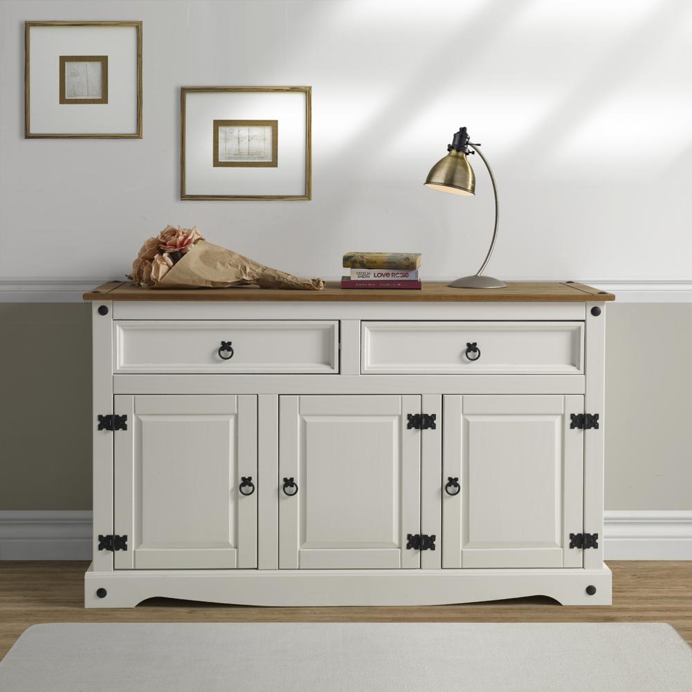 Model COW916 Cottage Series Wood Buffet Sideboard in Corona Snow. Picture 7