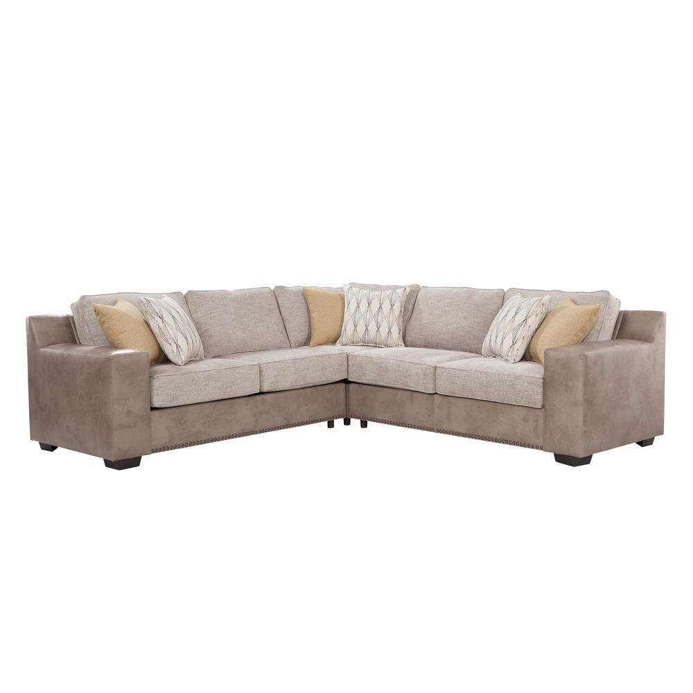 American Furniture Classics Model 8-012-S246V6K Three Piece Sectional Sofa in Parchment Chenille Fabric. Picture 1