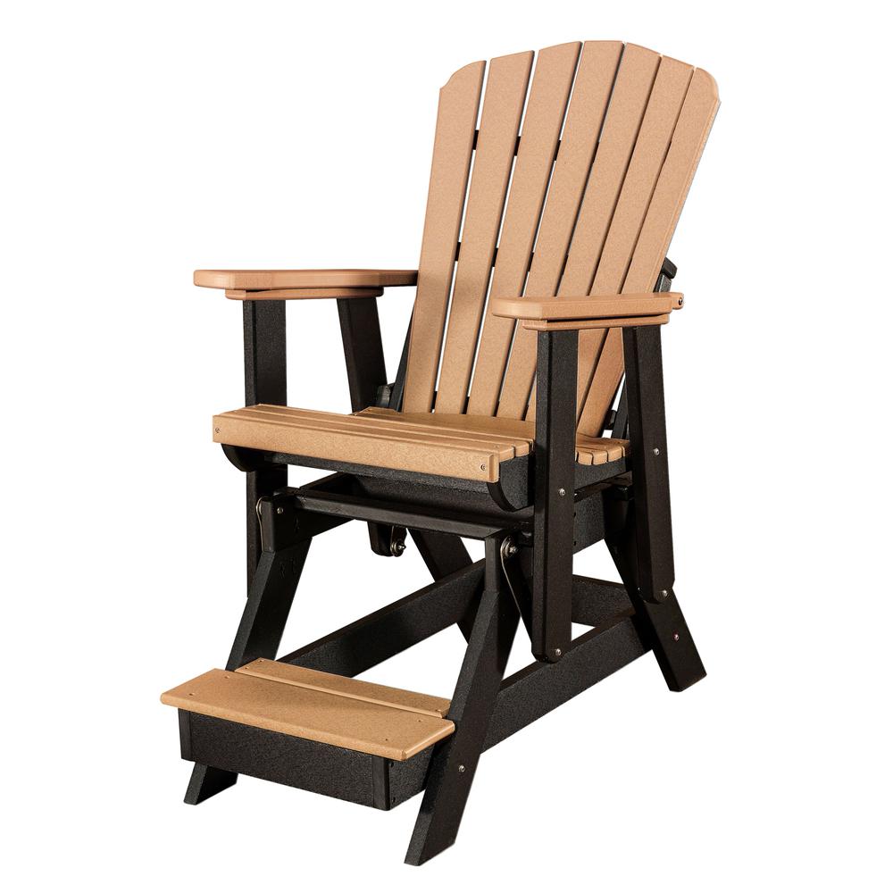 OS Home and Office Model 516CBK Fan Back Balcony Glider in Cedar with a Black Base, Made in the USA. Picture 2