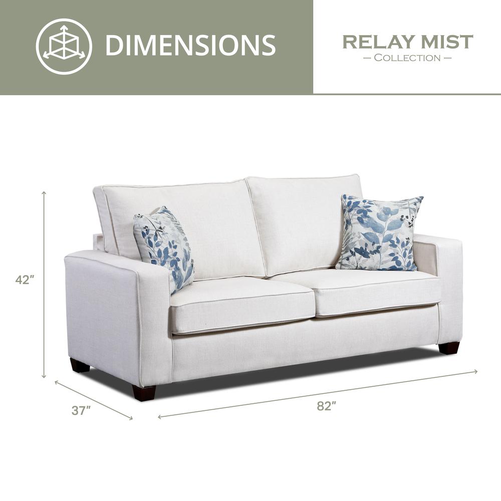 Living Room Relay Mist Sofa with Two Throw Pillows. Picture 2