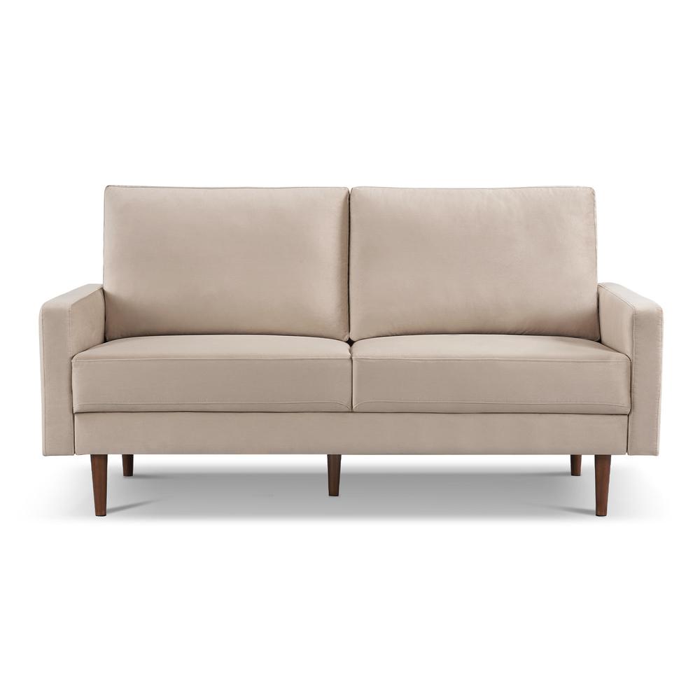 69 Inch Wide Upholstered Two Cushion Sofa with Square Arms. Picture 1
