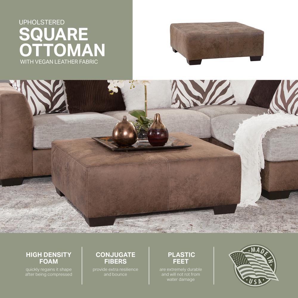 Square Arm Series Brown Upholstered Ottoman. Picture 6