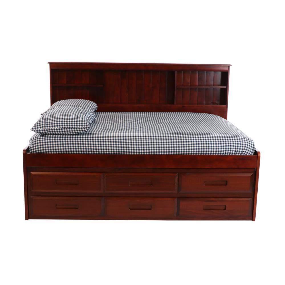 OS Home and Office Furniture Model 2823-K6-KD, Solid Pine Full Daybed with Six Sturdy Drawers in Rich Merlot. Picture 4