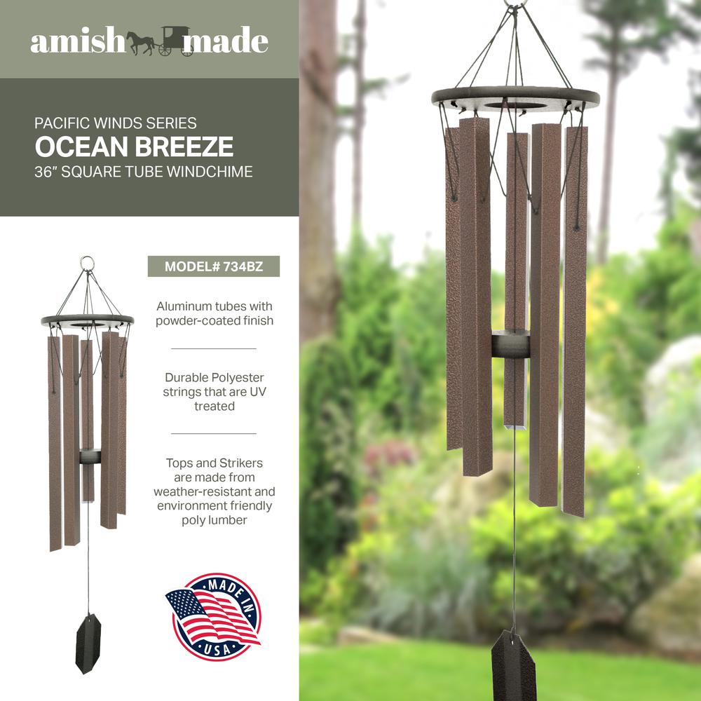 Wind Chime made with powder coated Aluminum tubes in Bronze. Picture 3