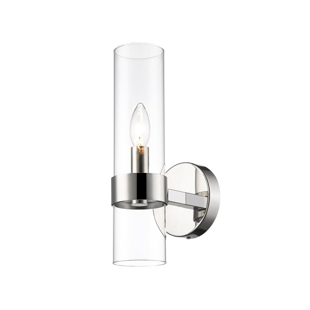 1 Light Wall Sconce, Inner White & Outer Clear Glass. The main picture.