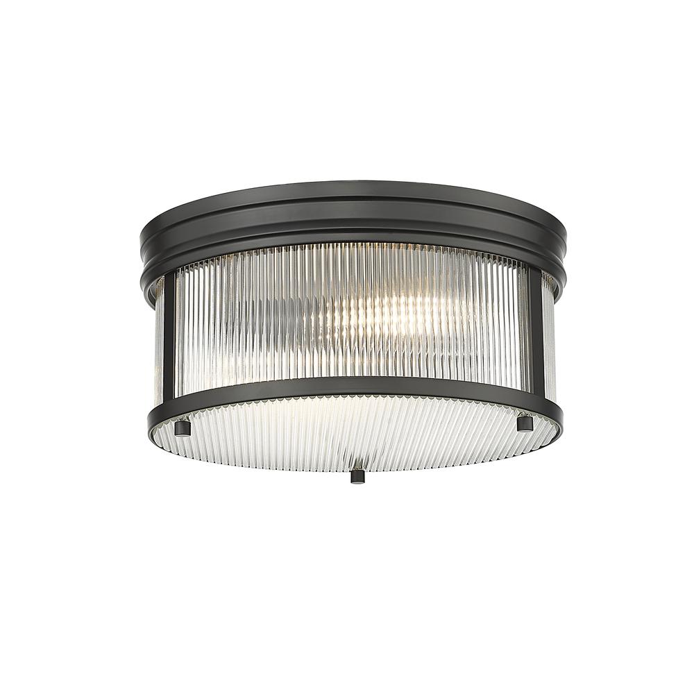 Carnaby 2 Light Flush Mount, Clear Ribbed. Picture 2