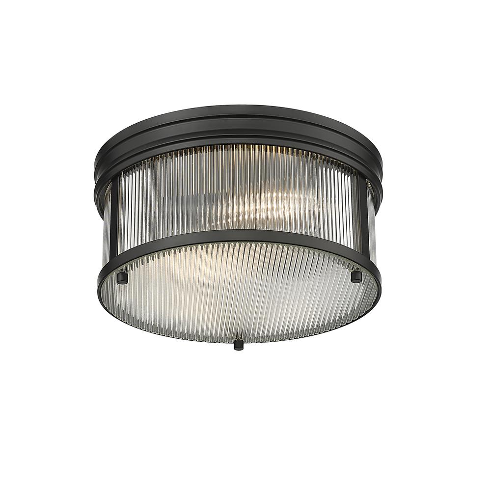 Carnaby 2 Light Flush Mount, Clear Ribbed. Picture 3