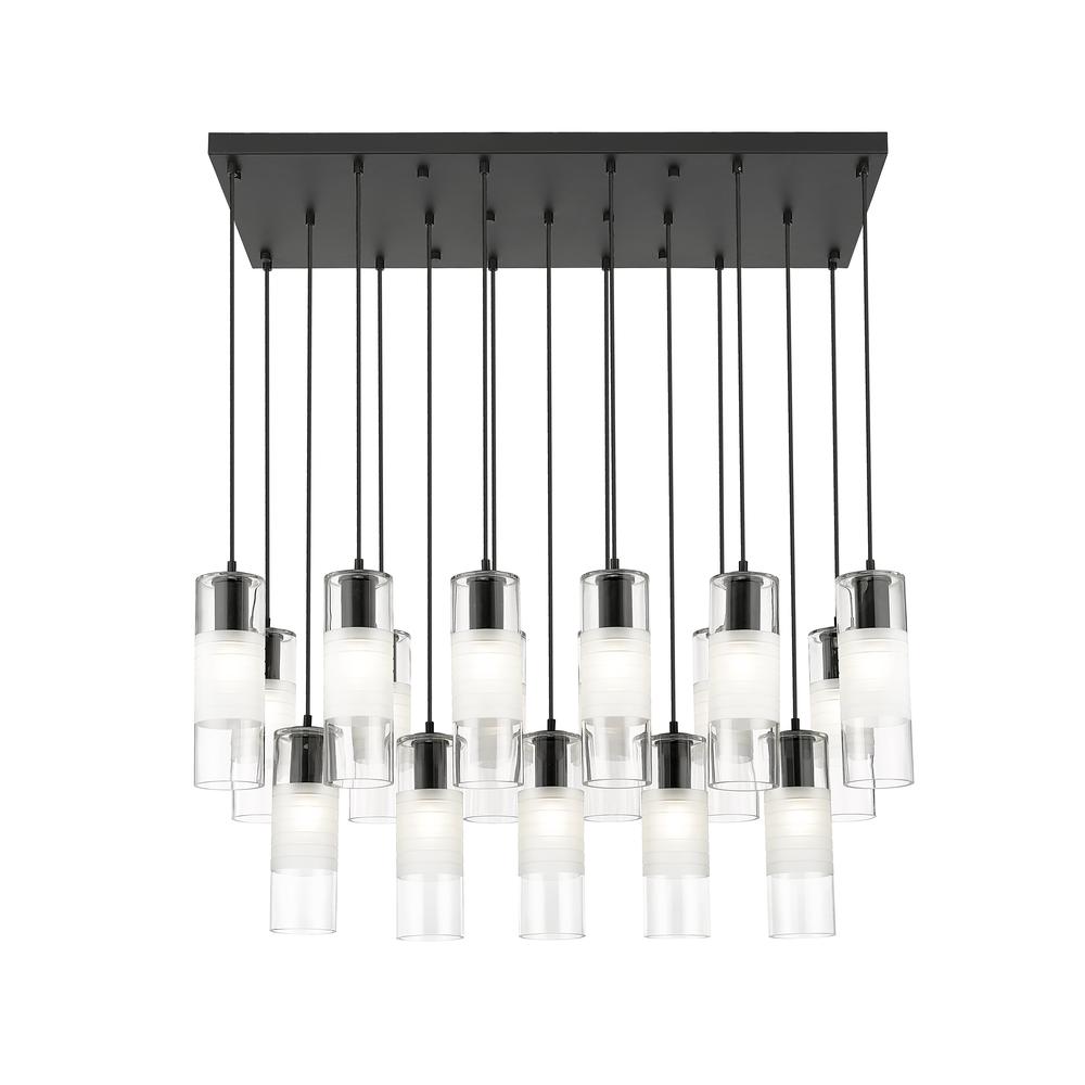 Alton 17 Light Linear Chandelier, Clear+Frosted. Picture 2