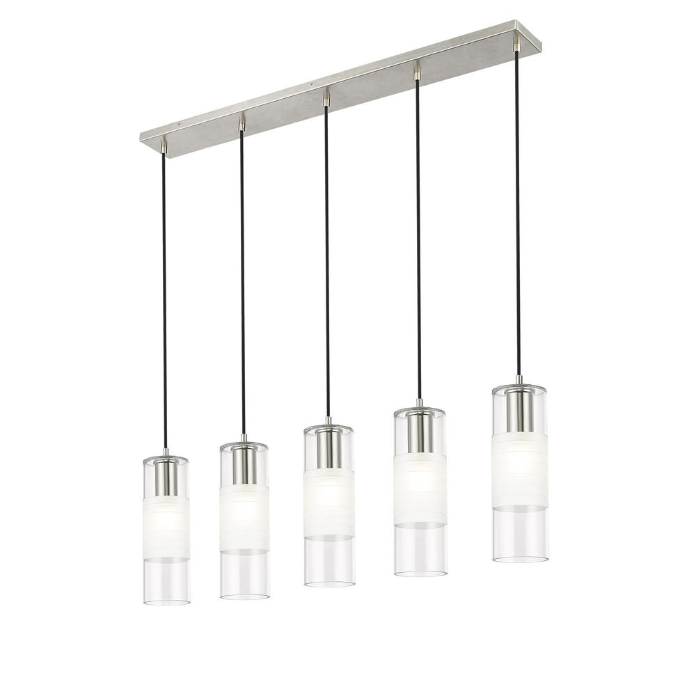 Alton 5 Light Linear Chandelier, Clear+Frosted. Picture 3