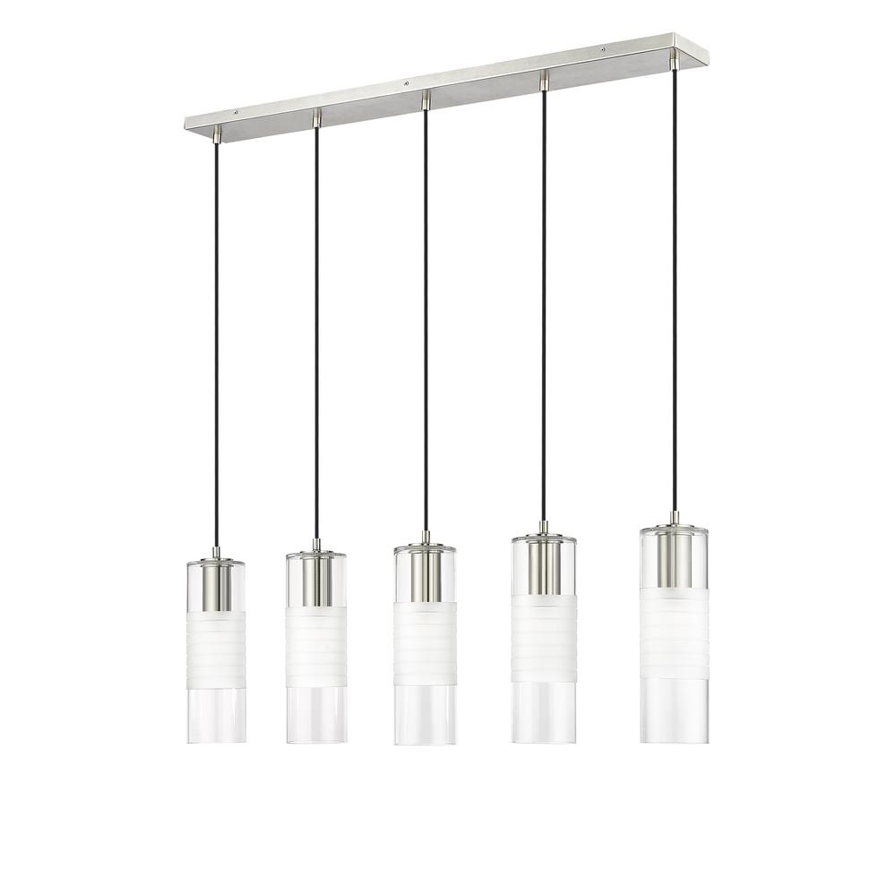 Alton 5 Light Linear Chandelier, Clear+Frosted. Picture 5