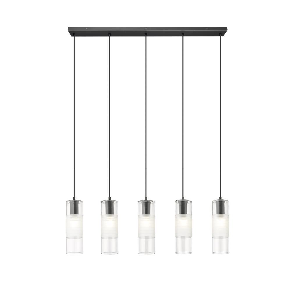 Alton 5 Light Linear Chandelier, Clear+Frosted. Picture 2