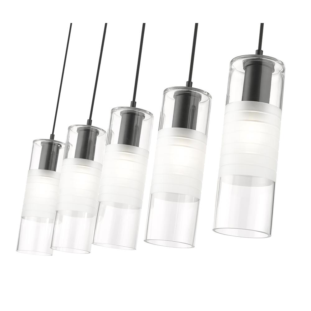 Alton 5 Light Linear Chandelier, Clear+Frosted. Picture 4
