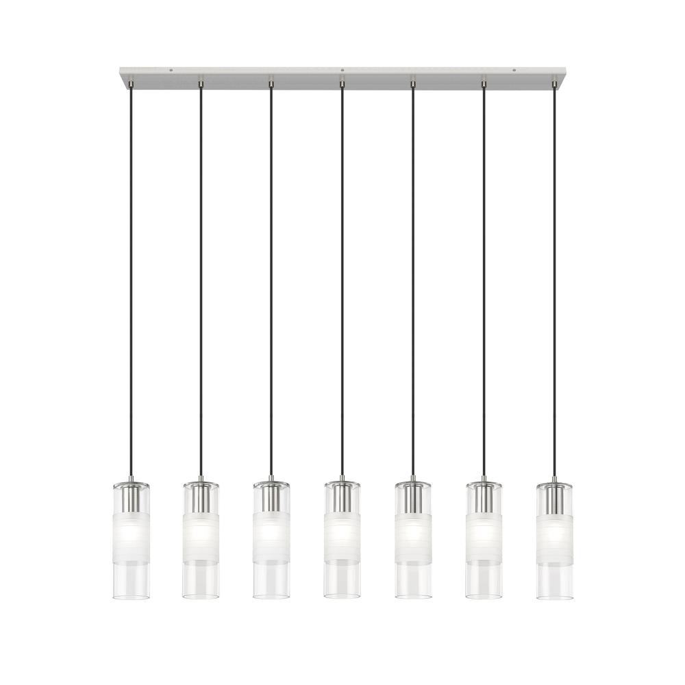 Alton 7 Light Linear Chandelier, Clear+Frosted. Picture 2