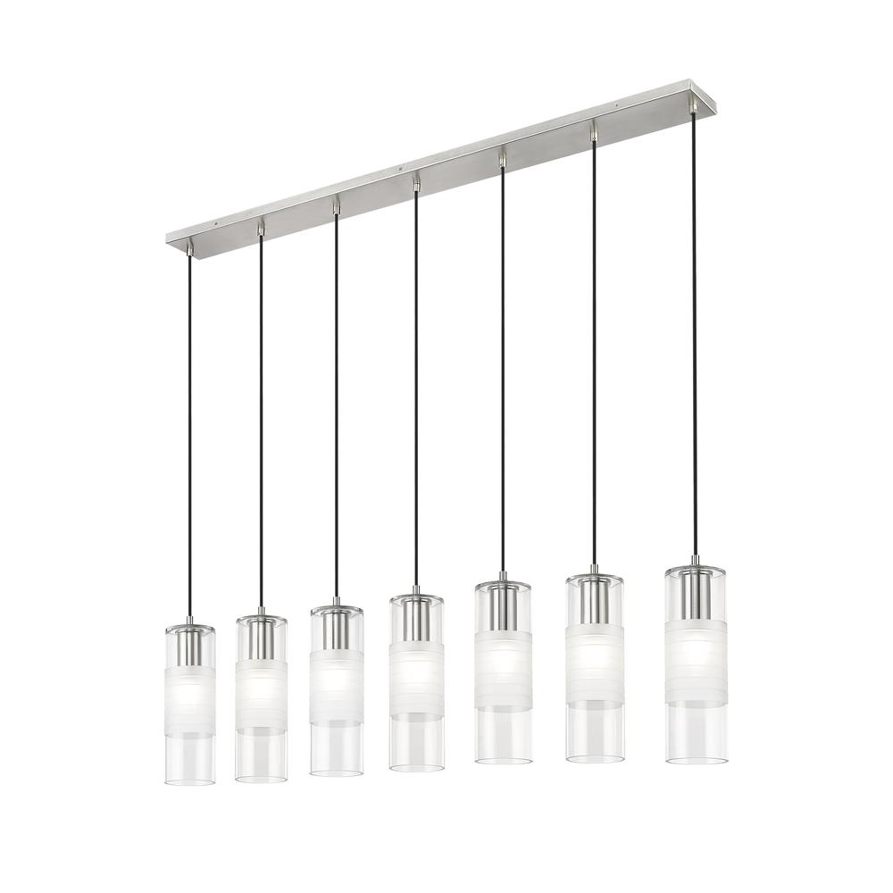 Alton 7 Light Linear Chandelier, Clear+Frosted. Picture 3