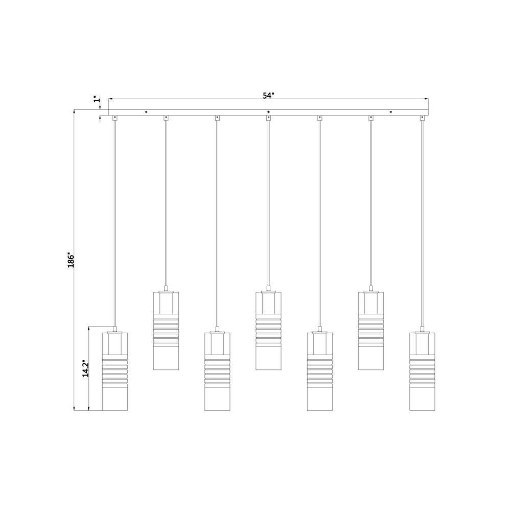 Alton 7 Light Linear Chandelier, Clear+Frosted. Picture 6