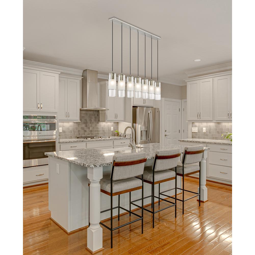 Alton 7 Light Linear Chandelier, Clear+Frosted. Picture 7