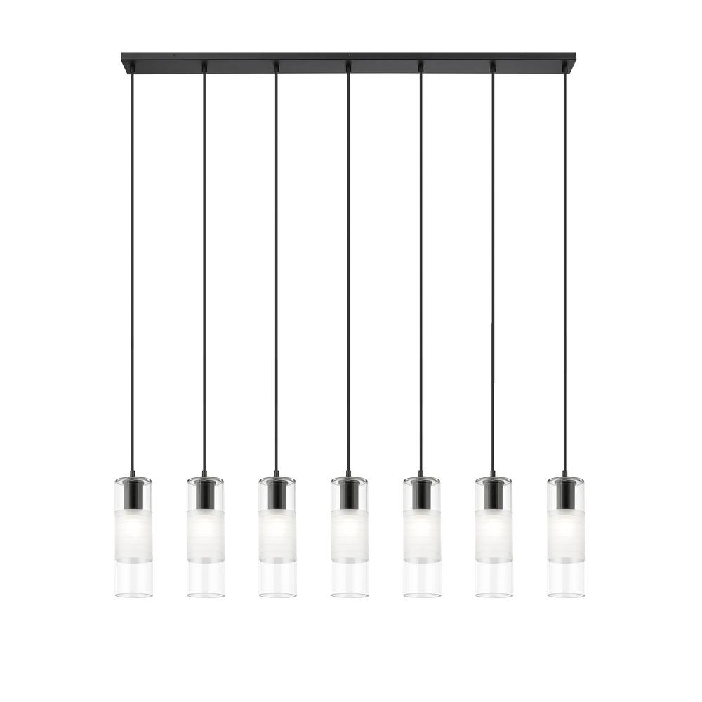 Alton 7 Light Linear Chandelier, Clear+Frosted. Picture 2