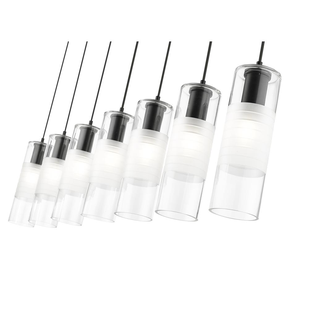 Alton 7 Light Linear Chandelier, Clear+Frosted. Picture 4