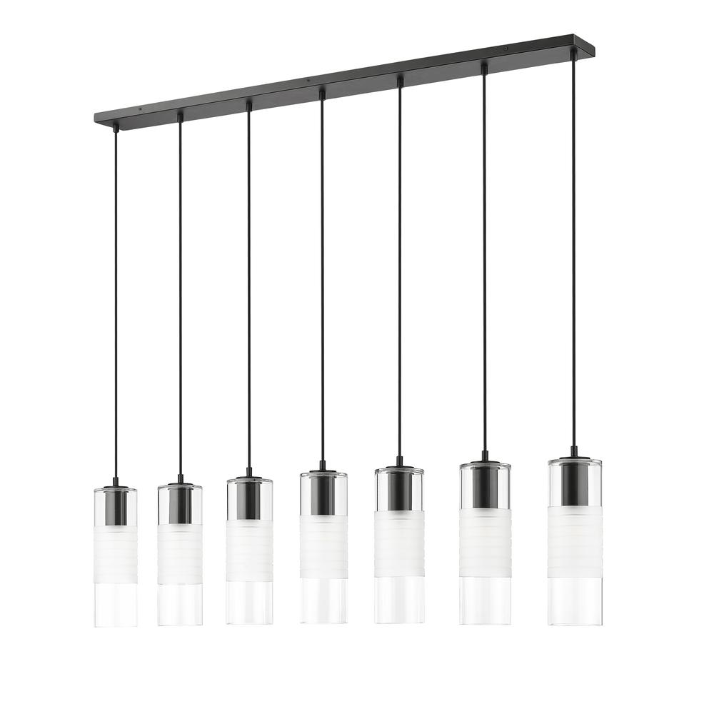 Alton 7 Light Linear Chandelier, Clear+Frosted. Picture 5