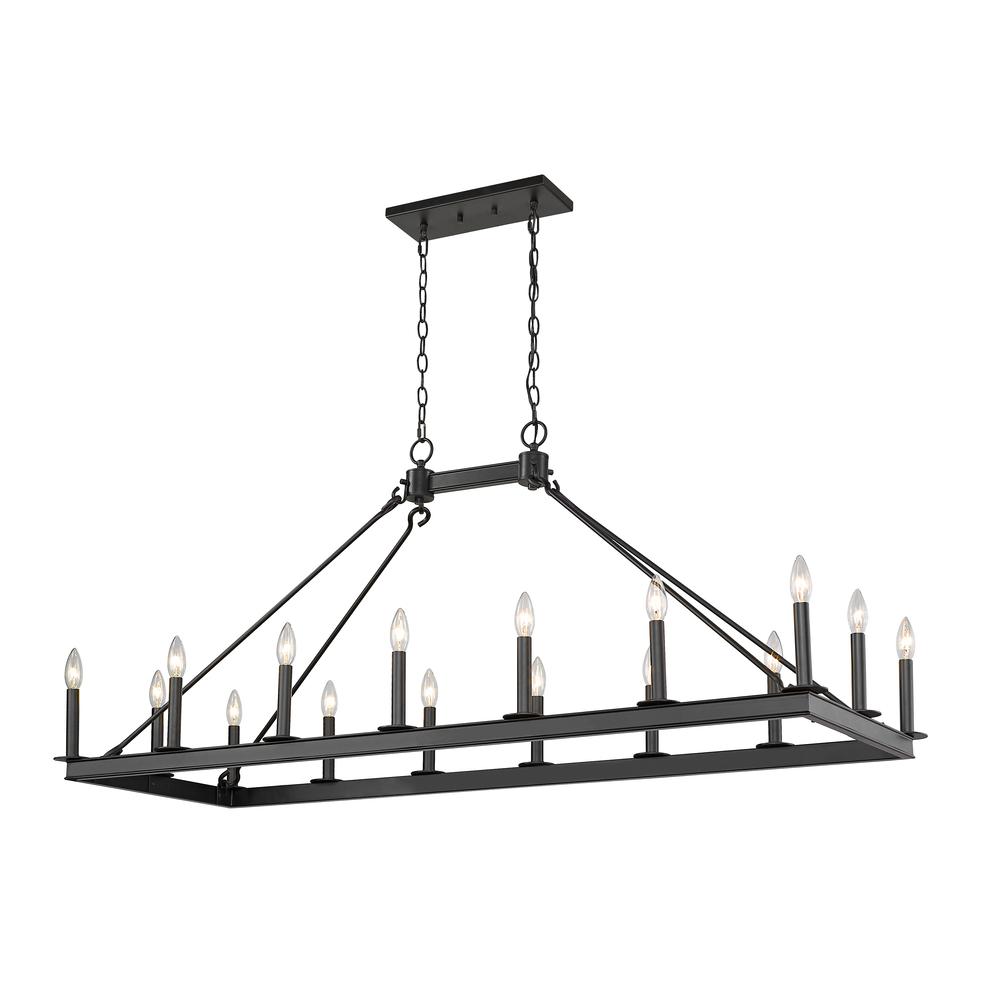4 Light Chandelier, Matte Black + Brushed Nickel Steel, Clear Glass. The main picture.