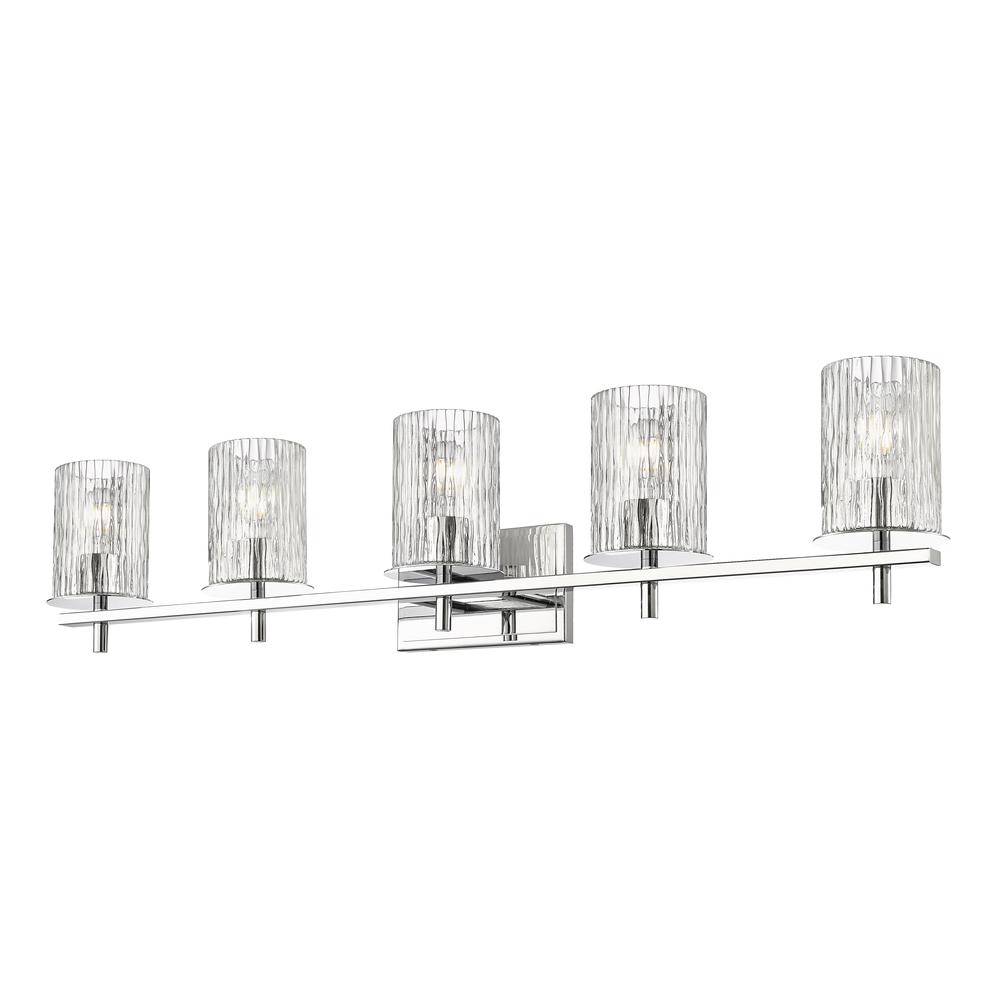 Grayson 5 Light Vanity, Clear + Etched Opal. Picture 2
