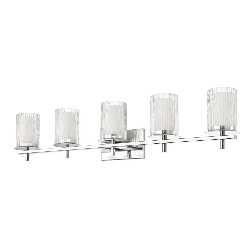 Grayson 5 Light Vanity, Clear + Etched Opal. Picture 5