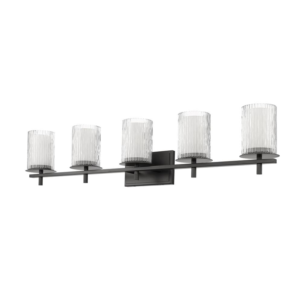 Grayson 5 Light Vanity, Clear + Etched Opal. Picture 5