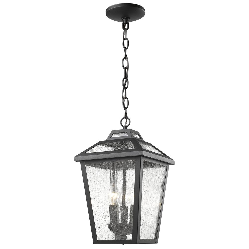 3 Light Outdoor Chain Mount Ceiling Fixture. Picture 1