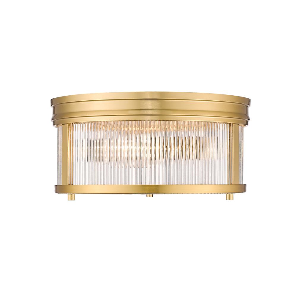 Carnaby 2 Light Flush Mount, Clear Ribbed. Picture 1