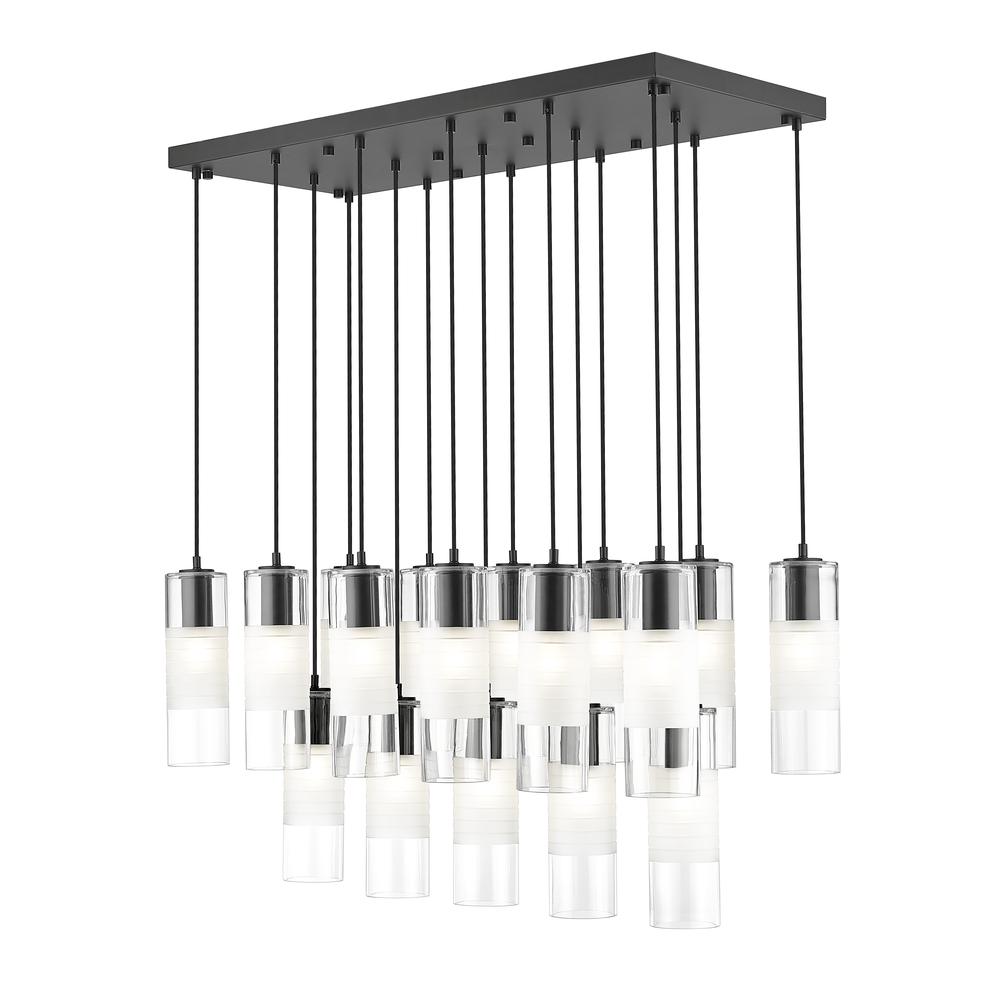 Alton 17 Light Linear Chandelier, Clear+Frosted. Picture 1