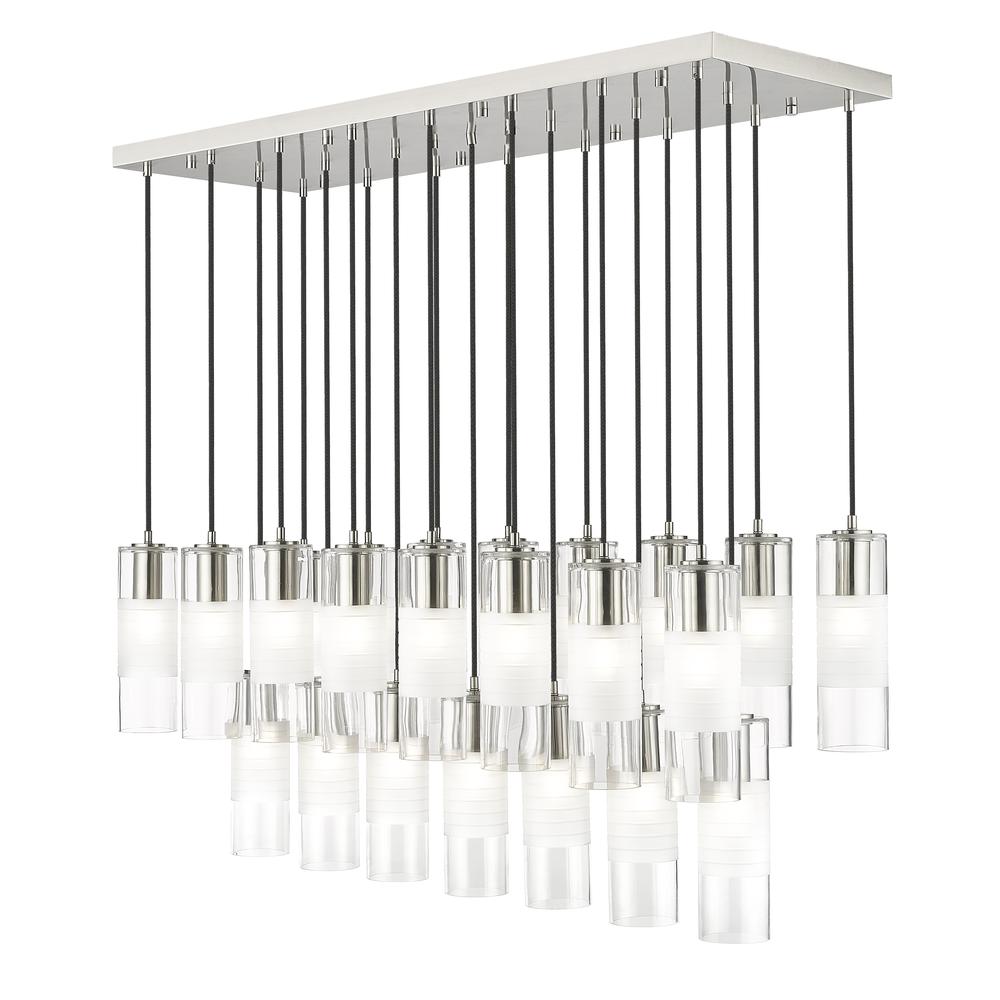 Alton 23 Light Linear Chandelier, Clear+Frosted. Picture 1