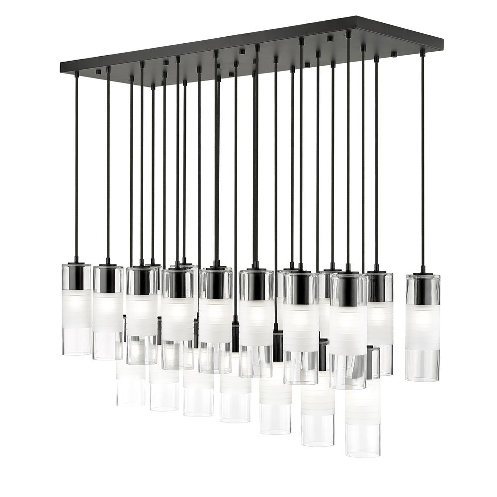 Alton 23 Light Linear Chandelier, Clear+Frosted. Picture 1