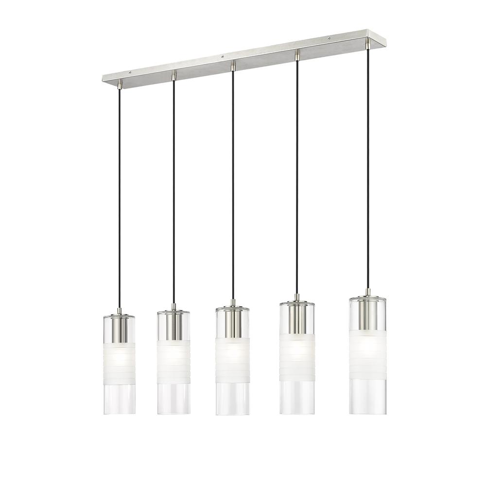 Alton 5 Light Linear Chandelier, Clear+Frosted. Picture 1