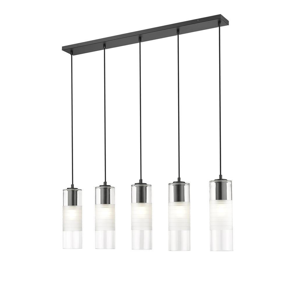 Alton 5 Light Linear Chandelier, Clear+Frosted. Picture 1