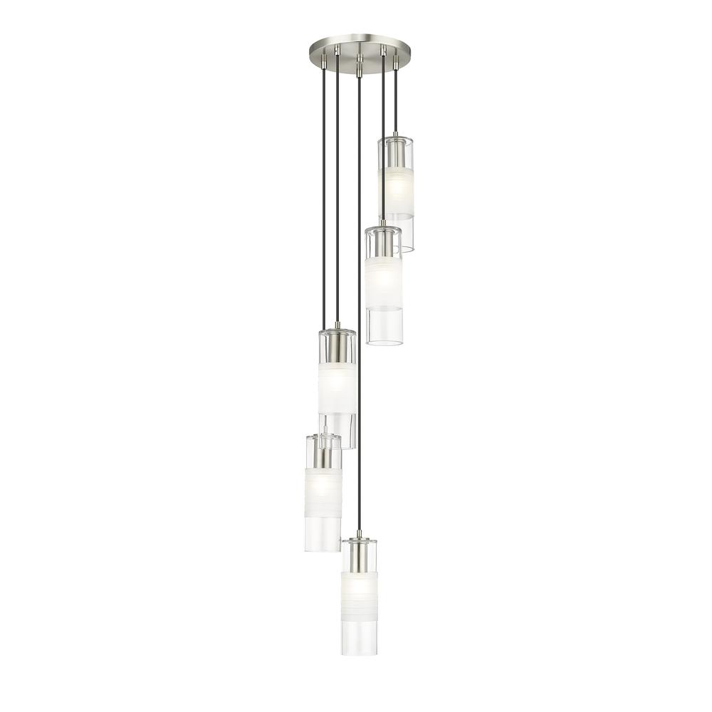 Alton 5 Light Chandelier, Clear+Frosted. Picture 1
