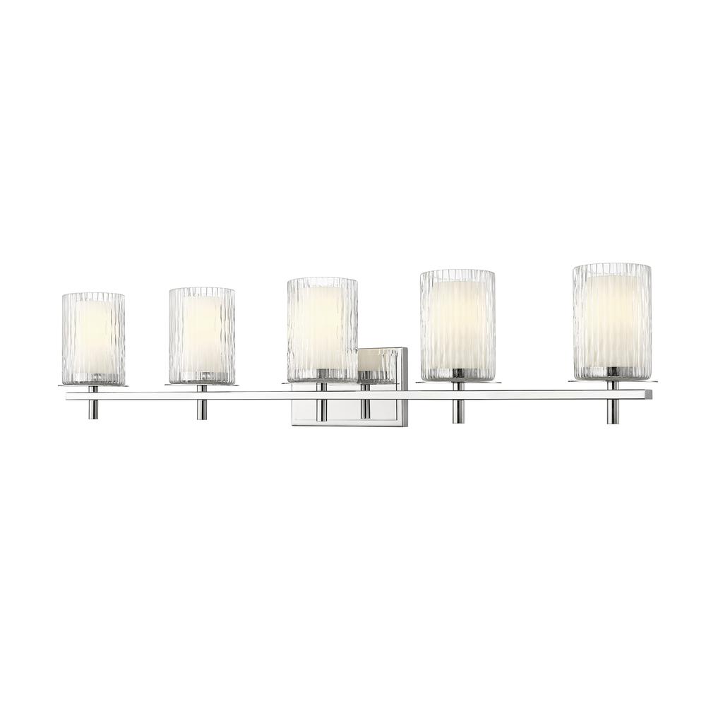 Grayson 5 Light Vanity, Clear + Etched Opal. Picture 1