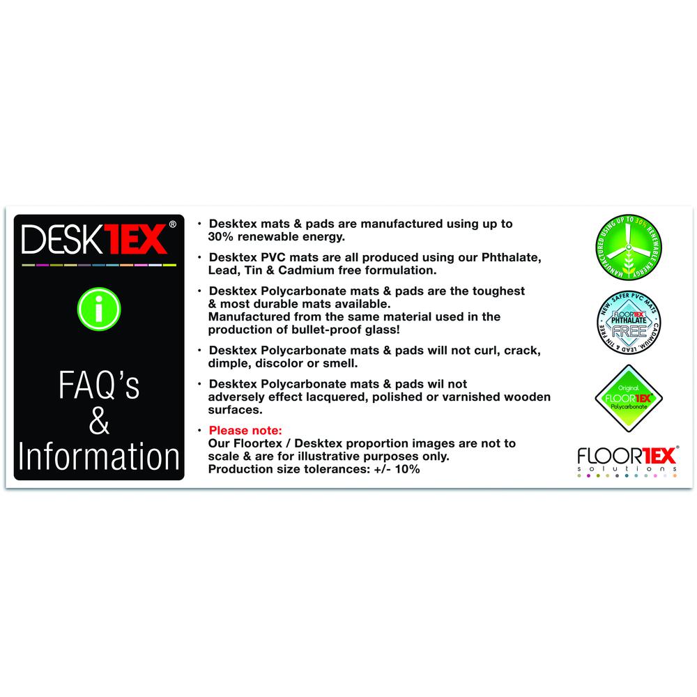 Desktex, Pack of 2 Desk Protector Mats, Strong Polycarbonate, Rectangular, Size 19" x 24". Picture 5