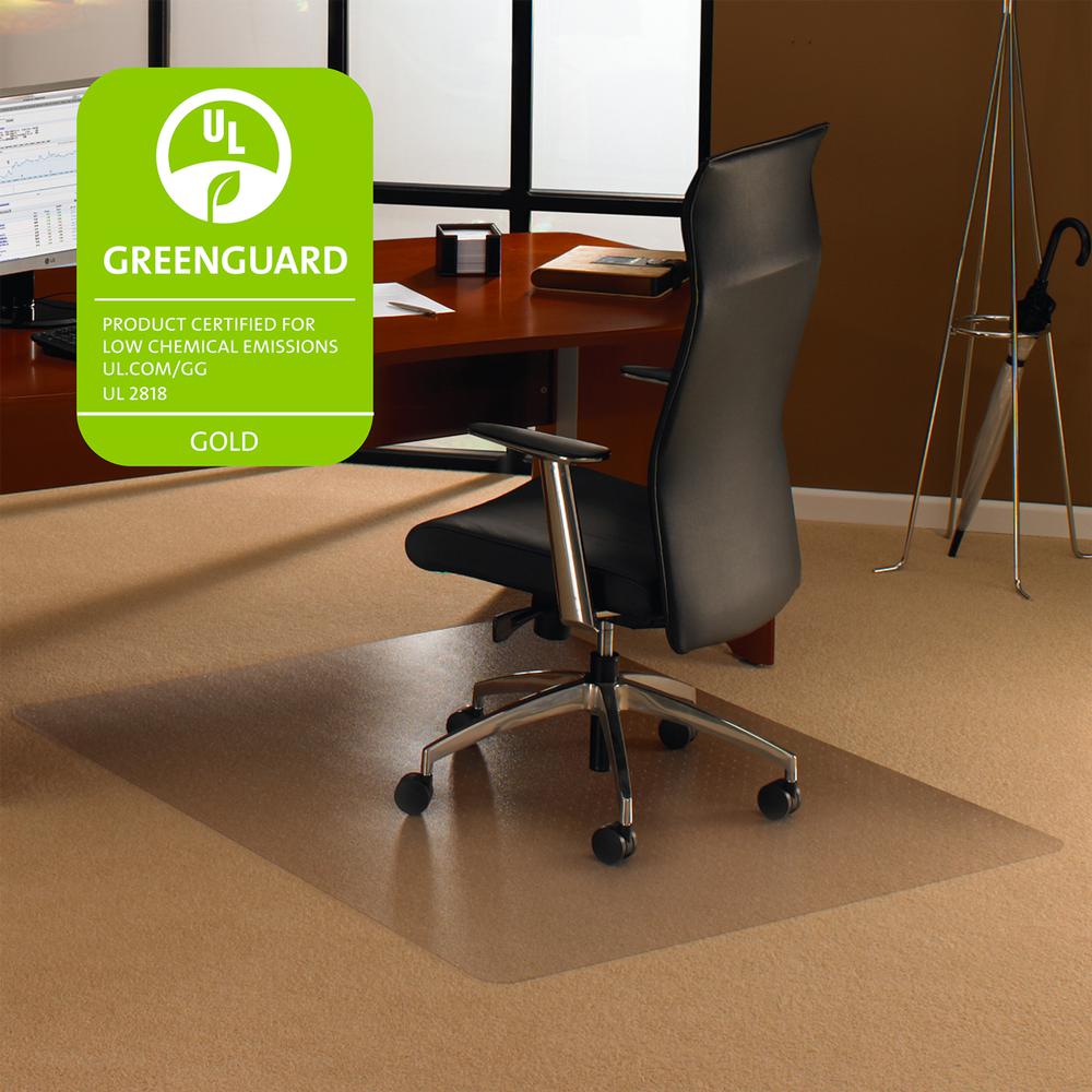 Cleartex Ultimat Rectangular Chair Mat, Polycarbonate, For Low & Medium Pile Carpets (up to 1/2"), Size 48" x 53". Picture 2