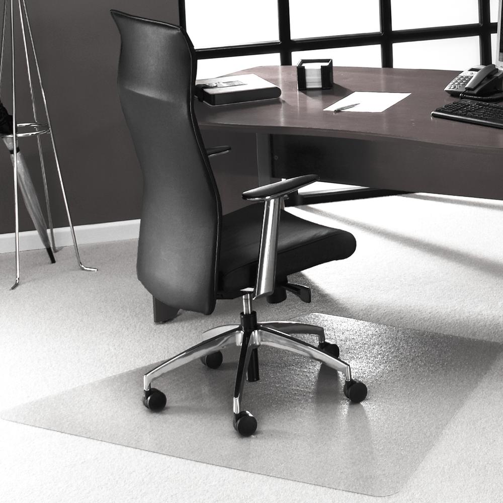 Cleartex Ultimat Corner Workstation Chair Mat, Polycarbonate, For Low & Medium Pile Carpets (up to 1/2"), Size 48" x 60". Picture 1
