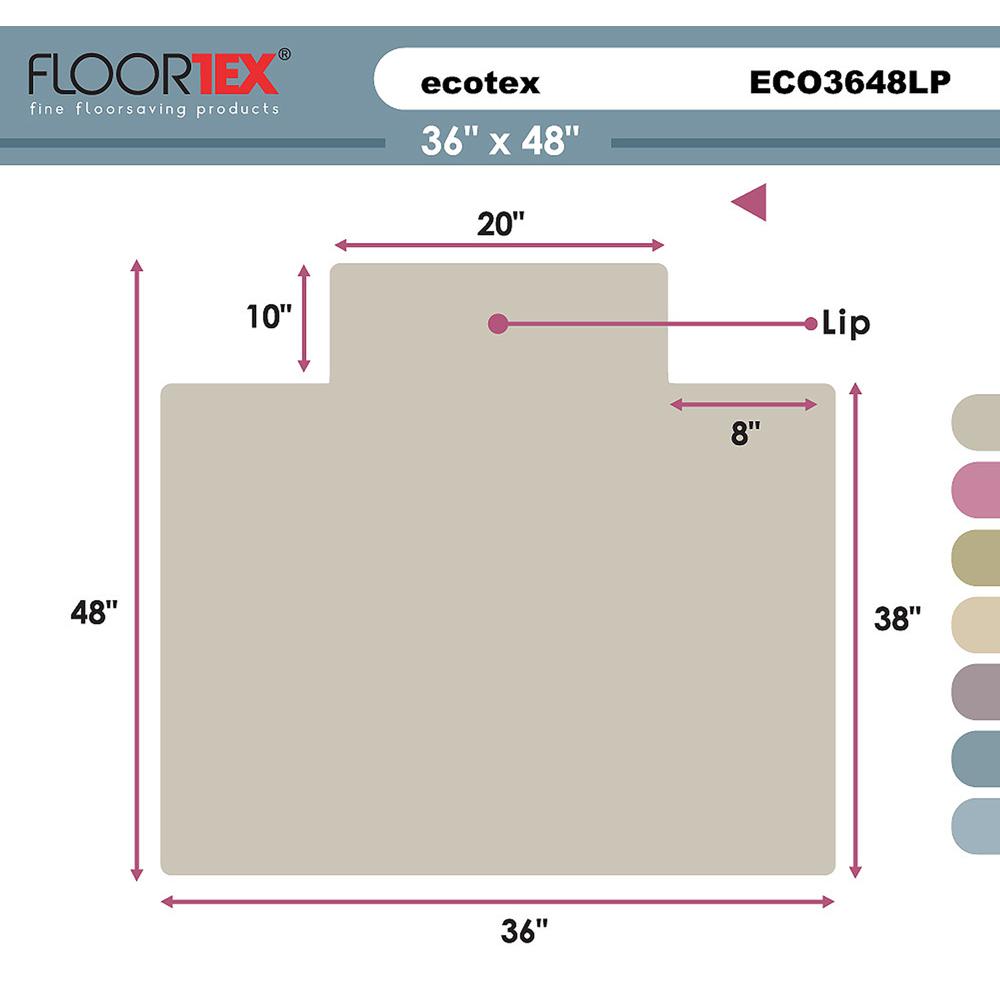 EcoTex Revolutionmat, Recycled Chair Mat, For Hard Floors, 100% Recycled, Rectangular with Lip, Size 36" x 48". Picture 3