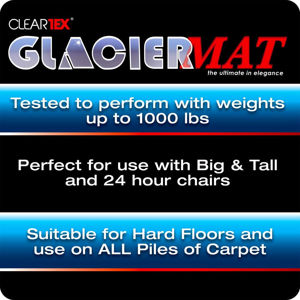 Cleartex Glaciermat, Reinforced Glass Chair Mat, Executive Chair Mat, For Hard Floors & All Pile Carpets, Size 36" x 48". Picture 3