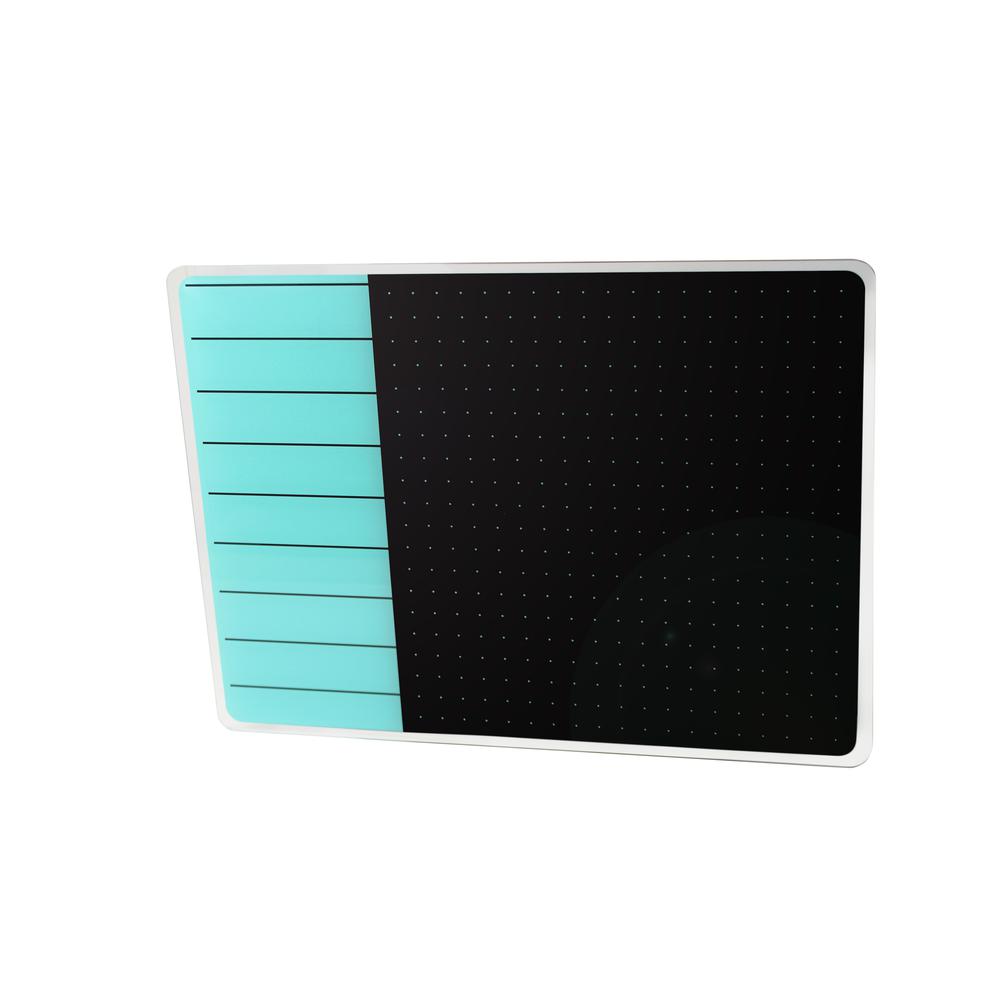 Teal & Black Plan & Grid Glass Dry Erase Board - 17" x 23". Picture 6