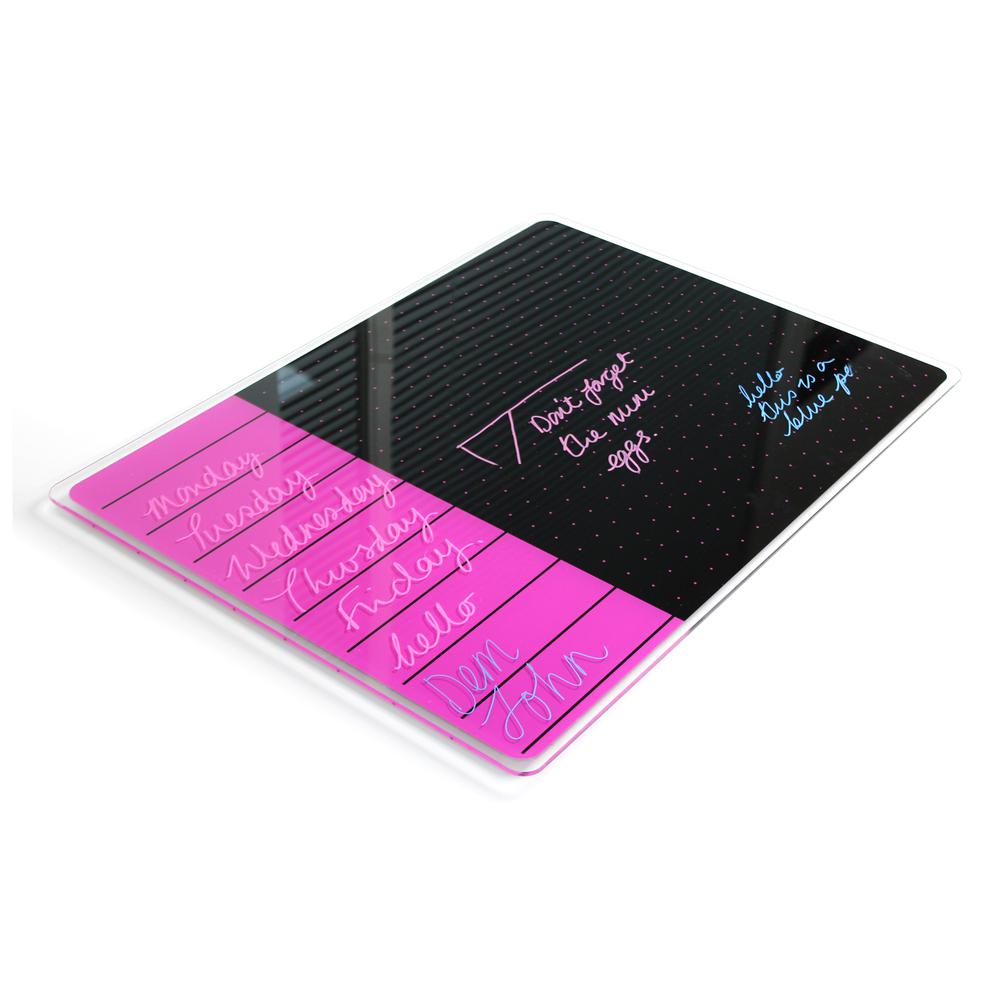Violet & Black Plan & Grid Glass Dry Erase Board - 17" x 23". Picture 3