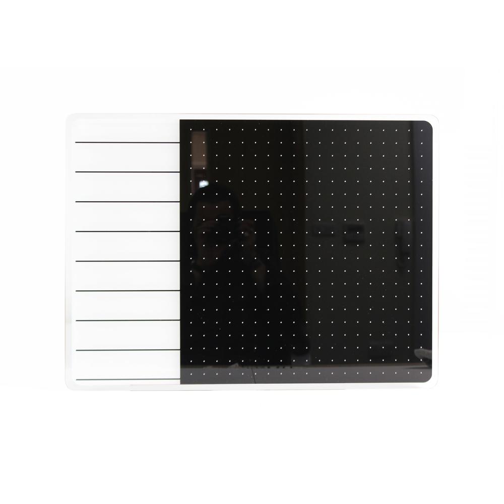 White & Black Plan & Grid Glass Dry Erase Board - 17" x 23". The main picture.