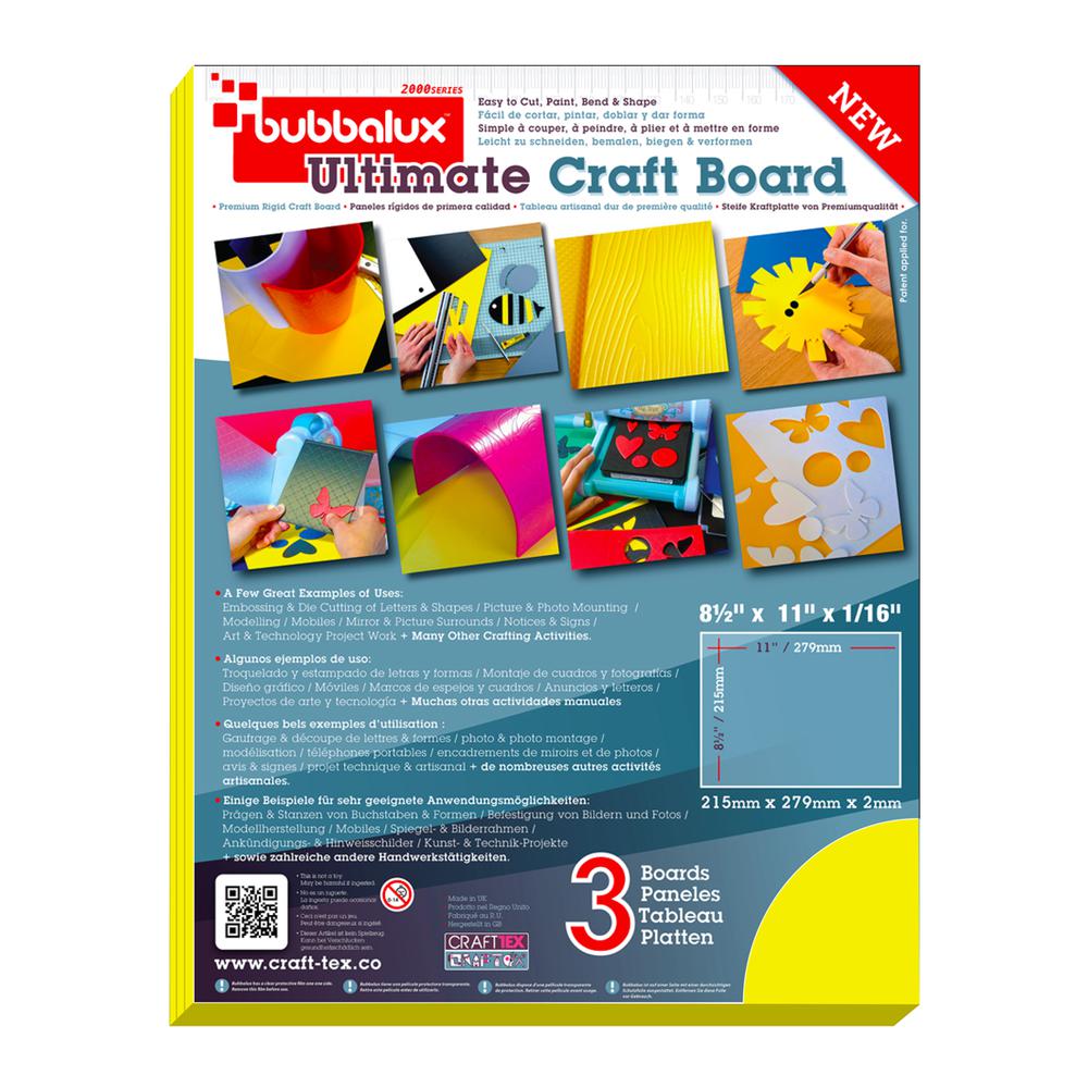 CraftTex, Bubbalux Ultimate Creative Craft Board, Daffodil Yellow, Pack of 3 Letter Size Sheets. Picture 2