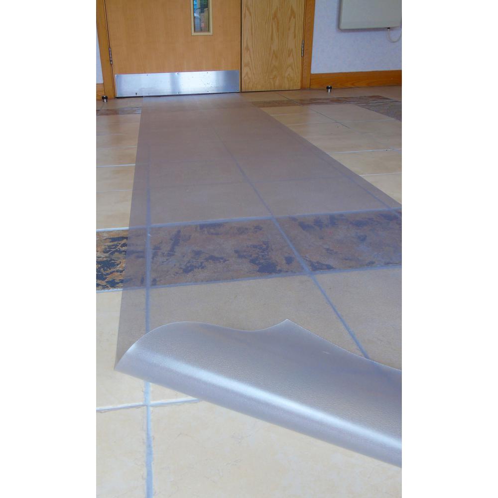 Floortex Long & Strong Hallway Runner, for Hard Floors, Clear PVC  Floor Protector Roll Mat, Size 27" x 12ft. Picture 1